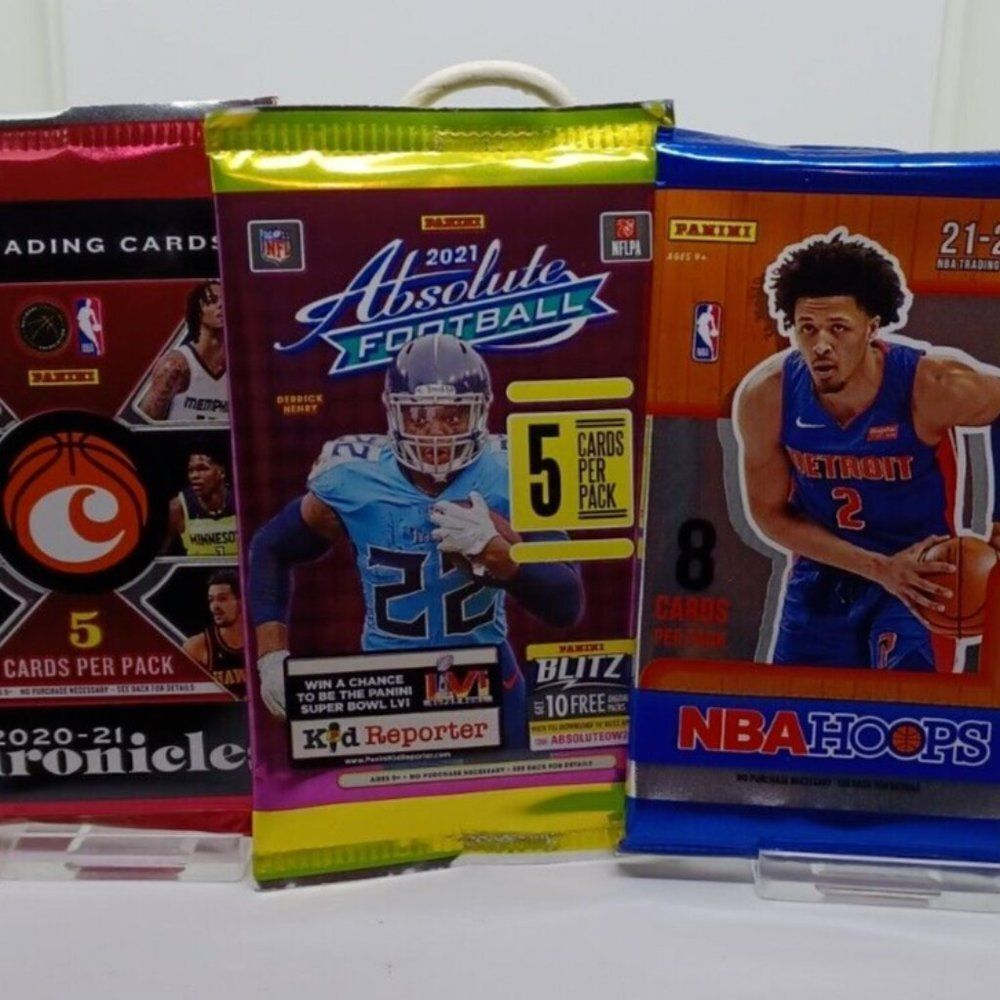 Mixed Lot of (3) Football Cards Pack Sealed Absolute Football-Hoops Basketball